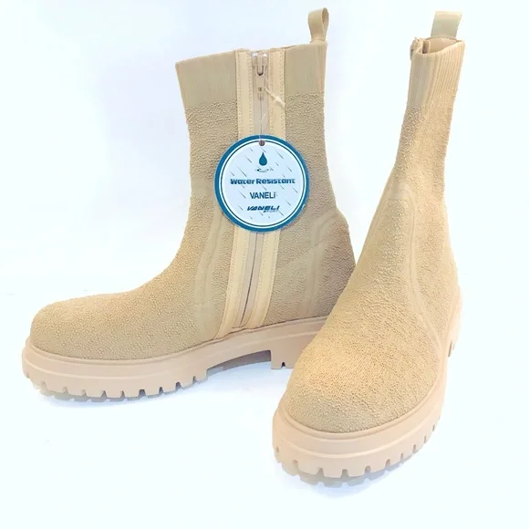 Vaneli Zenon Women's Stretch Boucle Boots - Lug Sole, Side Zipper, Rib Knit Collar - View #8